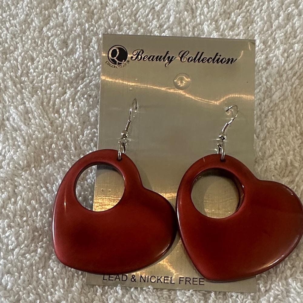 Red Heart Hoop Earrings - Women's Jewelry